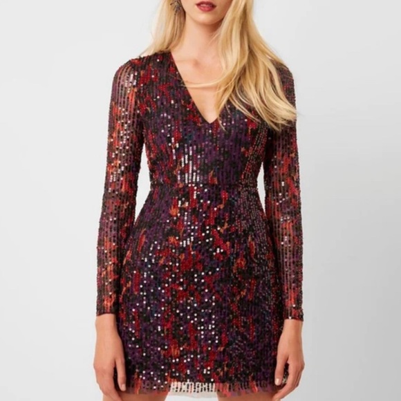 French Connection Inari Embellished Sequin Cocktail Dress Women’s Size 10 - Picture 2 of 12